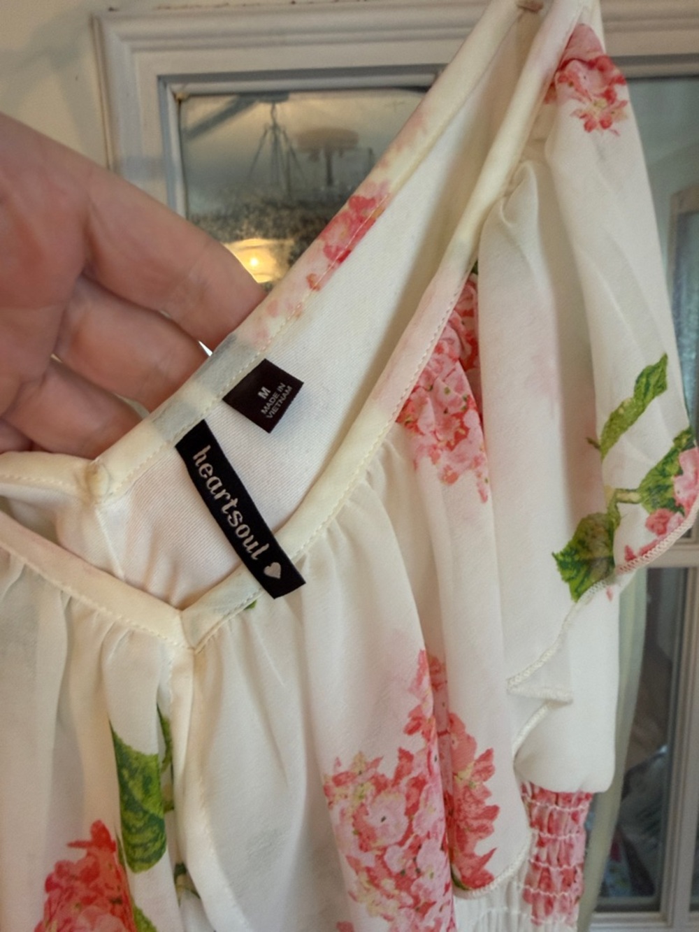 HeartSoul Cream Maxi Dress with Pink Floral Print - Picture 3 of 3